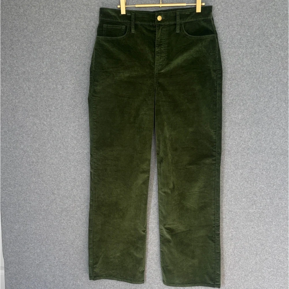 J. Crew Full-length slim wide-leg pant in Stretch Velvet 29 Green - Picture 2 of 11
